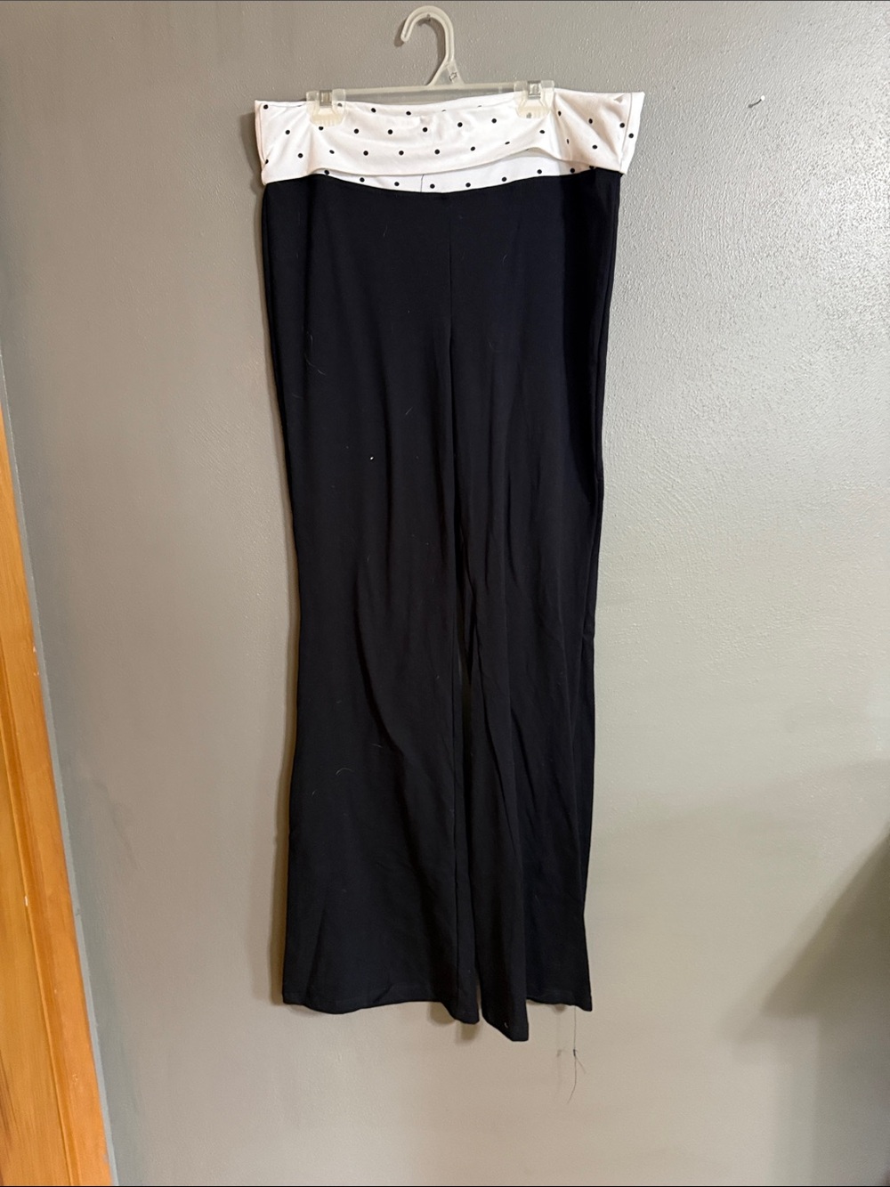 Black Wide-Leg Polka Dot Waistband Lounge Pants